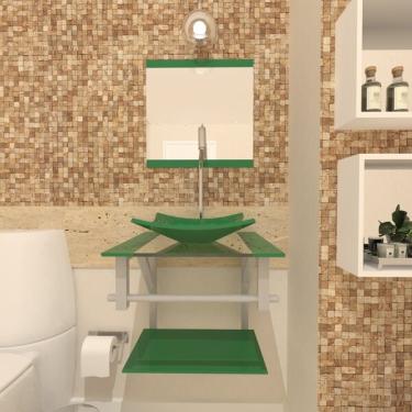 Imagem de Gabinete De Vidro Para Banheiro 40cm Ac Cuba Quadrada Verde