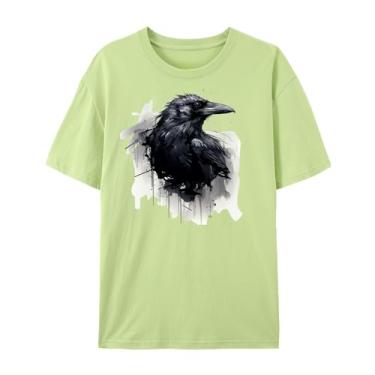 Imagem de Qingyee Camisetas Gothic Black Crow, Black Raven Camiseta com estampa Blackbird para homens e mulheres., Verde claro, XXG