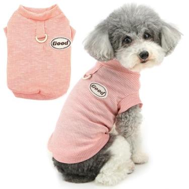 Imagem de Zunea Camisetas para cães pequenos, roupas de verão para filhotes, camiseta com anel de trela, macia, respirável, sem mangas, básica, brinquedo, poodle, colete para cachorrinho, camiseta, roupa para