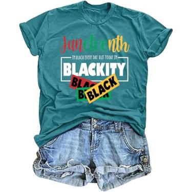 Imagem de Black History Shirts Women: Juneteenth Shirt Blackity Graphic Tee Tops Black Pride Camiseta Africana, Ciano, G