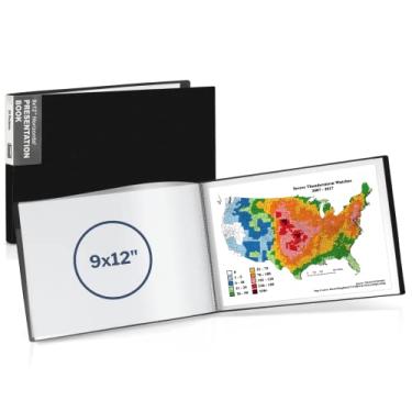 Imagem de Dunwell Livro de apresentação de paisagem 22 x 30,5 cm (preto, horizontal), fichário com 24 bolsos com mangas de plástico, exibe 48 páginas 21 x 30 ou certificados A4, lembranças, arte infantil,