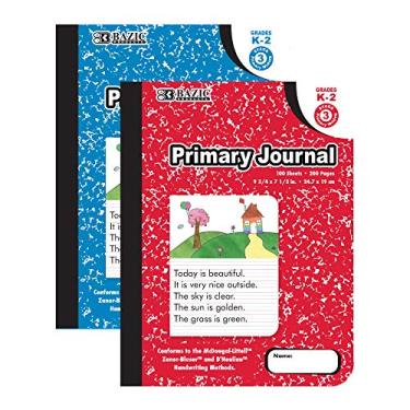 Imagem de BAZIC Products Caderno de redação de diário primário mármore, 100 folhas de desenho e escrita notas K - 2 cadernos compostos para jardim de infância, pacote com 2