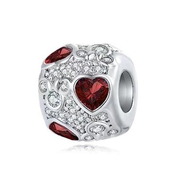 Imagem de MiWangLing Berloque de cristal de coração de rato com pingente de animais pavimentado CZ para pulseira Pandora, Cristal, Base