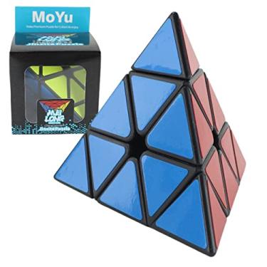 Imagem de Cubo Mágico Pirâmide Pyraminx Triângulo Black SpeedCube Moyu