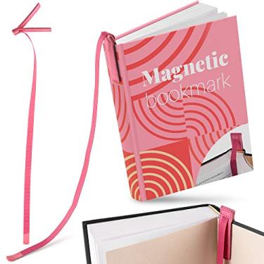 Imagem de Superior Essentials Marcador de página magnético da Planner – couro legítimo, marcador de página de fita longa única para amantes de livros – Amplie seu amor por livros com nosso elegante marcador de página de fita (1 peça, rosa)