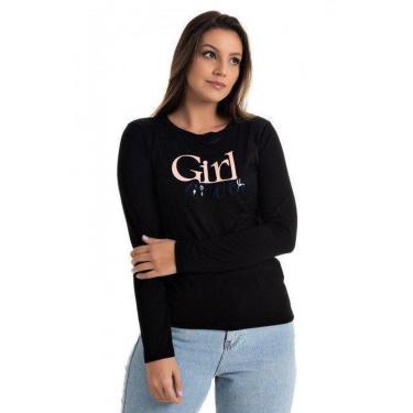 Imagem de Blusa Feminina Manga Longa em Visco com Aplique "Girl Power"-Feminino