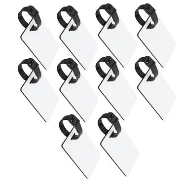 Imagem de Etiqueta de Bagagem de Sublimação de 10 Unidades, Cartões de Armazenamento de Armário de Roupas Leves, Etiquetas Brilhantes de MDF Branco, Etiqueta Dupla Face para DIY (A1)