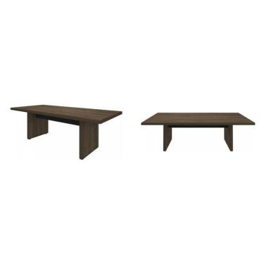 Imagem de Conjunto Para Escritório 2 Mesas De Reunião Em Tamburato 50mm Charuto/Preto
