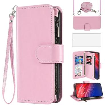 Imagem de Asuwish Capa de celular para Moto Z4/Moto Z 4 Play/MotoZ4 Force carteira celular com protetor de tela, alça transversal com zíper e suporte para cartão Motorola 4Z Motoz4Play XT1980-4 2019 mulheres