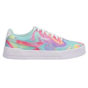 Imagem de PUMA Tênis infantil unissex Carina, Island Paradise/Pink Glimmer/Fizzy Yellow, 5.5 Big Kid