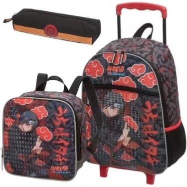 Imagem de Kit Mochila Rodinha Lancheira Estojo Escolar infantil Menino Anime Naruto Itachi Pacific-Masculino