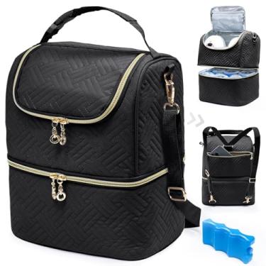 Imagem de Bolsa de armazenamento de leite materno com bolsa de gelo para mamadeiras de 6 mamadeiras - Cooler para mamadeiras de até 255 g - Saco de bombeamento de leite isolado para creche