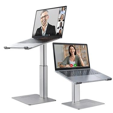 Imagem de DEEDRR Suporte Ergonômico para Laptop Sentado e em Pé, Compatível com Notebooks de 11 a 17 Polegadas, Altura Ajustável de 18 a 38 cm, Alumínio (Prata)