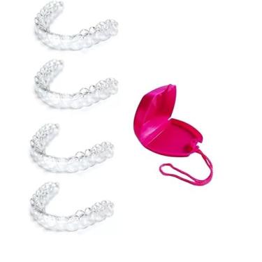 Imagem de 04 Placas Para Bruxismo Ranger Dos Dentes Moldável + 01 Estojo Roxo