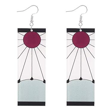 Imagem de Kengege Tanjiro Earrings Hanafuda Tanjiro Cosplay Earrings Anime Jewelry Accessories (Hook)