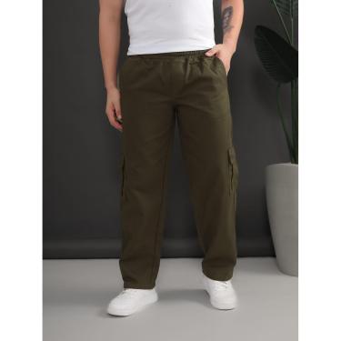 Imagem de Calça Cargo Masculina Sarja Streetwear Larga Skate com Elastico-Masculino