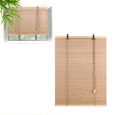 Imagem de YYGJYGOO Persianas de rolo de bambu, persianas de rolo de luz de filtro, cortinas romanas respiráveis/blackout, para varanda, pátio, varanda, cozinha, portas (Cor: A, Tamanho: 150 cm x 120 cm / 59,1