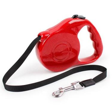 Imagem de Guia Retrátil Puxador Resistente Seguro 20kg 5 Metros - Vermelha - BEL