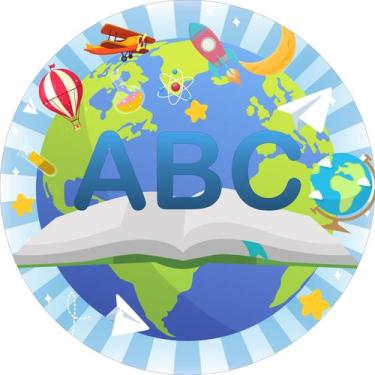 Imagem de Painel de Tecido Sublimado Redondo Mundo ABC Escolar c/ Elástico - Fab