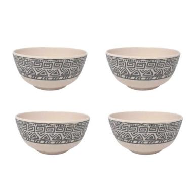 Imagem de KIT 4UN TIGELA BOWL CUMBUCA FIBRA DE BAMBU 300ml SOPA CALDO - YAZI
