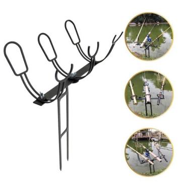 Imagem de Suporte Triplo Vara de Pesca Com Reforço Barranco Preto - Ideallume, P