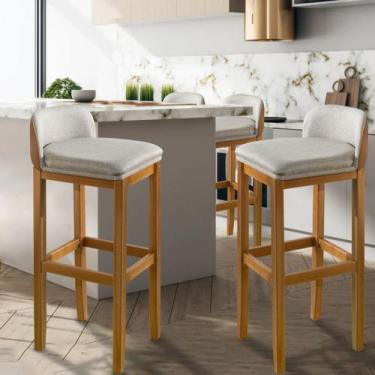 Imagem de Conjunto com 2 banquetas estofadas Ônix/ Alta para cozinha - Móveis De