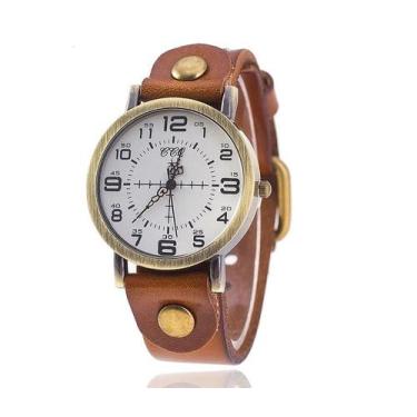 Imagem de Relógio de Pulso Quartz Feminino De Couro Marrom Claro