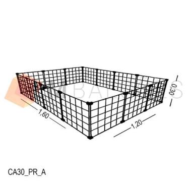 Imagem de Cercadinho Aramado Preto Para Pet - 1,60 x 0,30 x 1,20m - LM Balcoes