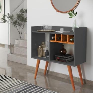 Imagem de Aparador Buffet Com Adega Pés Retro Zeus Cor Cinza - EJ MOVEIS