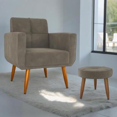 Imagem de Conjunto  Poltrona e Puff Decorativos Josh Veludo Cappuccino - Mais de