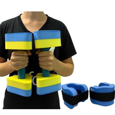 Imagem de Kit Par Halteres Hidroginástica 1-2kg + Par de Caneleira 1-2kg Dafoca 