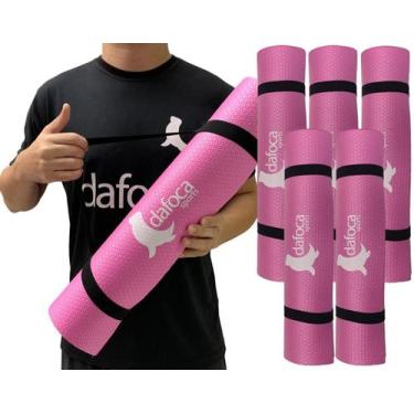 Imagem de Kit 5 Tapetes Yoga Mat Exercícios DF1030 50x180cm 5mm Rosa Dafoca Spor
