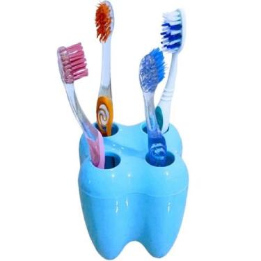 Imagem de Porta Escova Fofa Azul Modelo Dente para Meninos Modelo Fofo - Isanog