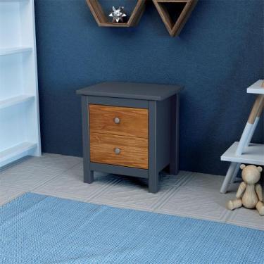 Imagem de Mesa de Cabaceira 2 Gavetas em Madeira Lille Cinza - Straub Web