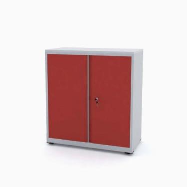 Imagem de Armário de Aço Baixo com Tampo de Madeira Ap406sl Pandin 84 cm Cinza e