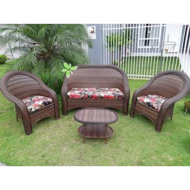 Imagem de Conjunto Sofá Poltronas Mesa Fibra Sintética Área Externa Interna - Va