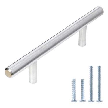 Imagem de Puxador de armário de aço inoxidável estilo slim moderno barra europeu, 7,6 cm centro, 3/8" de diâmetro, 100 peças