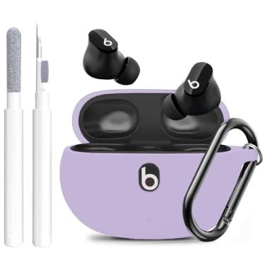 Imagem de Olytop Capa para Beats Studio Buds/Bud + capa com kit de limpeza 2021/2023, capa de silicone macio New Beat Studio Buds Plus, capa protetora com chaveiro para fones de ouvido Beat Studio, roxo