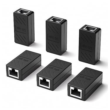 Imagem de Acoplador Ethernet RJ45 fêmea para fêmea Ethernet conector Ethernet inline extensor Ethernet para cabo Cat5 Cat5e Cat6e Cat7, RJ45 coupler Black 6