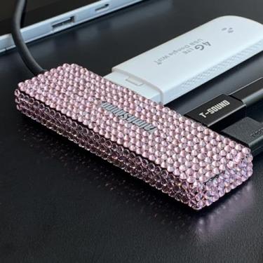 Imagem de Adaptador USB para USB C, porta YaimhSound Multi USB para laptop, hub USB 3.0 rosa para PC, MacBook, Mac Pro, Surface, Flash Drive, SSD, teclado, mouse, câmera, jogos