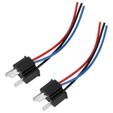 Imagem de AUCELI Conector de soquete de farol de carro macho H4 2 peças, plugue de alimentação automático de 3 fios, conector elétrico à prova d'água, suporte de luz de veículo, adaptador de trança de fiação,