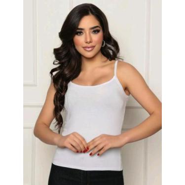 Imagem de regata feminina básica algodão alça fina regatinha moda tendencia - M&