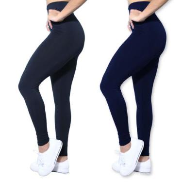 Imagem de Kit 2 Calças Legging Heide Ribeiro Leg Basic Suplex Ginástica, P, Pret