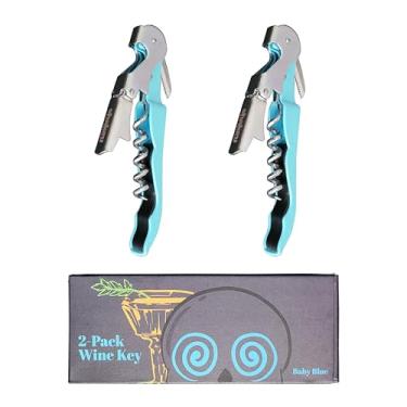 Imagem de Shakey Wine Key! - Abridor de garrafa de vinho saca-rolhas profissional de garçom com cortador de alumínio (pacote com 2)