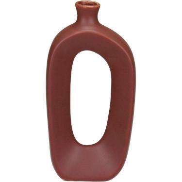 Imagem de Vaso Decorativo Enfeite Casa Aparador Garrafa Home&co Cerâmica 23x11x5cm Chocolate