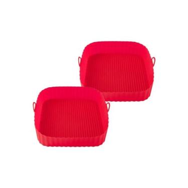 Imagem de Kit 2 Formas de Cozimento Quadrada  Fritadeira Resistente Multiuso  - 