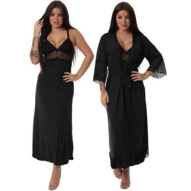 Imagem de Kit Robe Noiva Roupão Camisola Amamentação Longa Maternidade - ALTIE, 