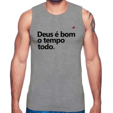 Imagem de Regata Deus é bom o tempo todo - Foca na Moda, Cinza, M