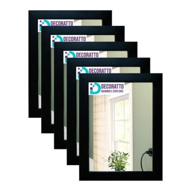 Imagem de kit 5 Espelhos 15x21 Moldura Preta para casa, decoração, sala, banheir
