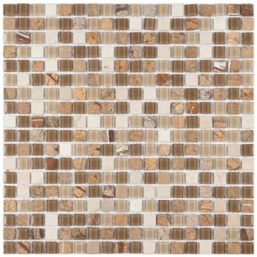 Imagem de PASTILHA DE VIDRO COM PEDRA SMG01 - SLIM BEGE MD 30,5x30,5cm - GLASS M